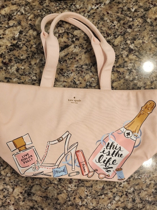 kate spade Handbags - Kate Spade Light Pink Illustrated Champagne & Fashion Tote